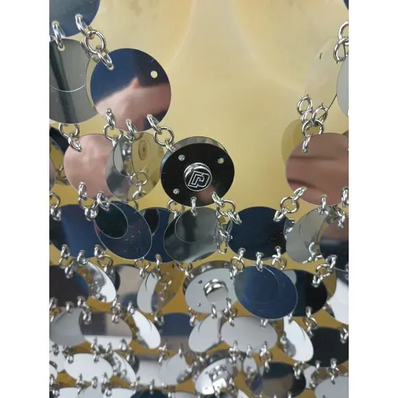 Paco Rabanne Women's Silver Sparkle Discs Chainmail Mini Dress Size 38 FR $4150+ - Picture 5 of 8